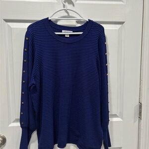 Chic Royal Blue Sweater with Button Details